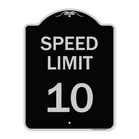 Signmission Speed Reduction Speed Limit 10 Mph Heavy-Gauge Aluminum Architectural Sign, 24" x 18", BS-1824-22877 A-DES-BS-1824-22877